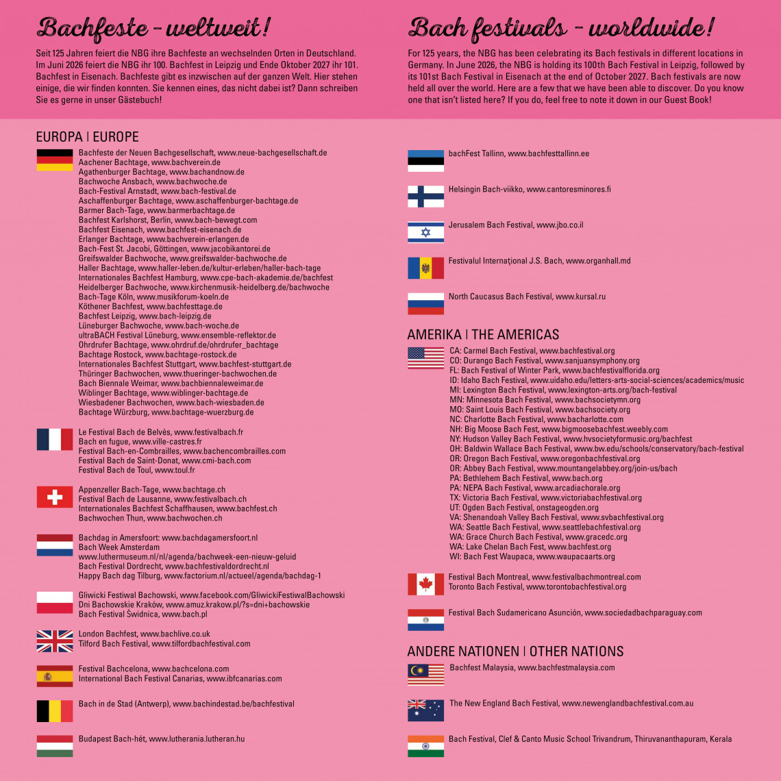 Bachfeste weltweit